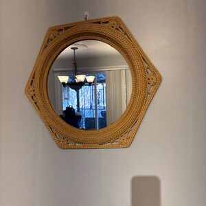 Vintage rattan mirror boho style